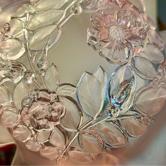 Vintage Mikasa Rosella Pink Hostess Serving Bowl Frosted Roses Walther-Glas 11” - Picture 10 of 10